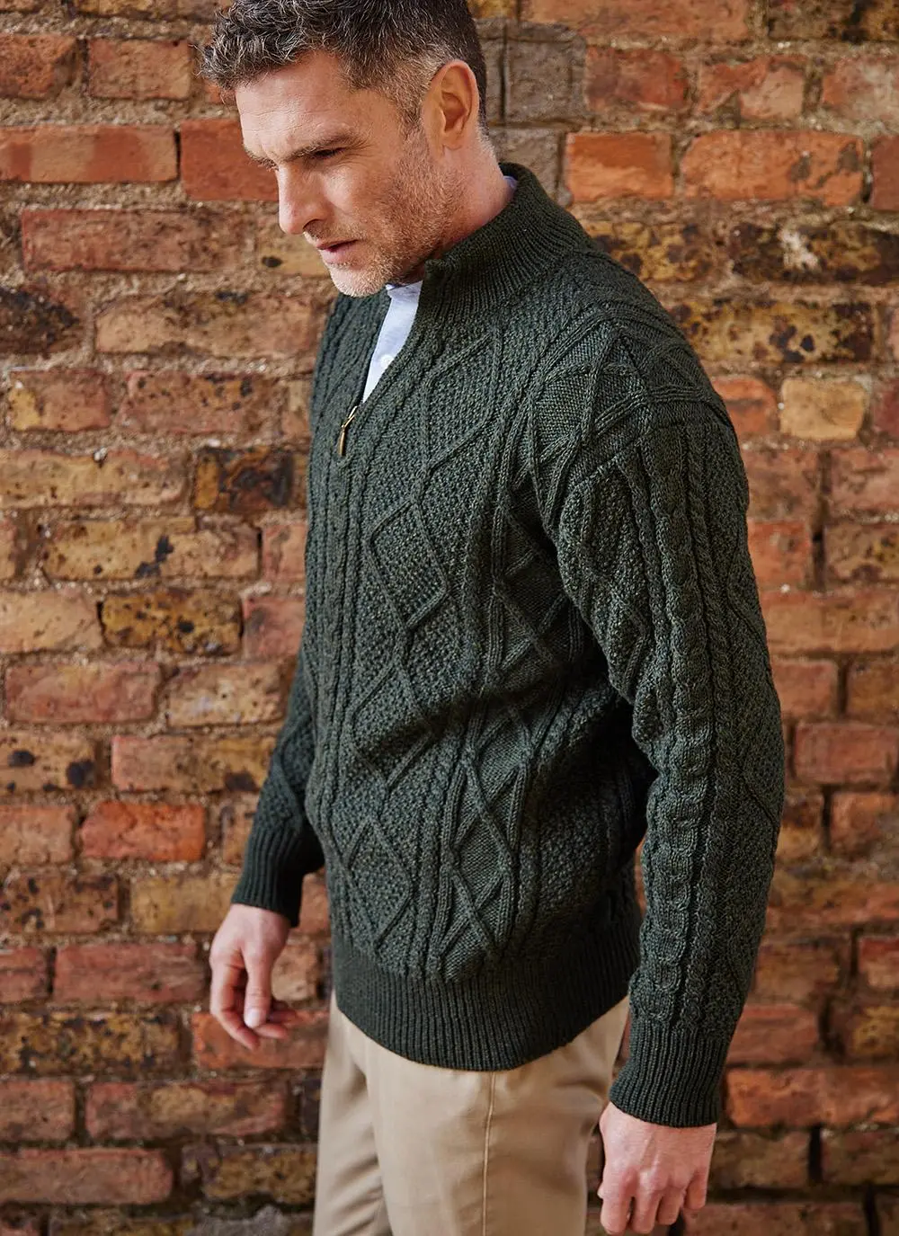 Inishmore Half Zip Aran Sweater